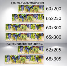 Наклейка на кухонний фартух 60 х 200 см, з фотодруком та захисною ламінацією виноградні грона (БП-s_ed613), фото 3