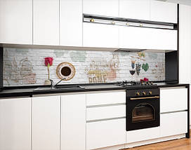 Фото панель універсальна ПЕТ, Самофіксована, 62 х 305 см (товщіна 1.2 мм), цегляна стіна з малюнками, фото 4