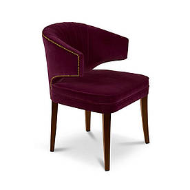 Крісло стілець з підлокітниками кухонний MeBelle NOVIAL 58 х 58 х 79 см в ресторан, кафе, бордовий темно-червоний велюр