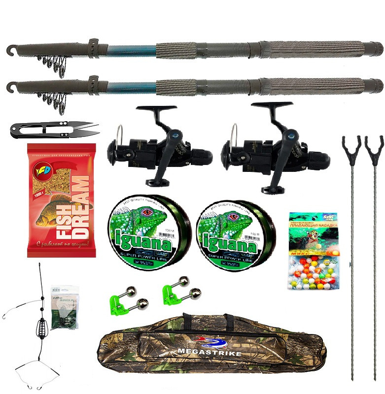 Рибальський набір Спінінг Kalipso 2 шт + Подарунок! Набір 10 в 1 в довжині, фото 1