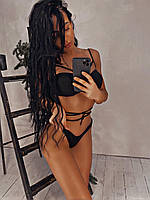 Купальник роздільний  темно-синій на зав'язках 44 46