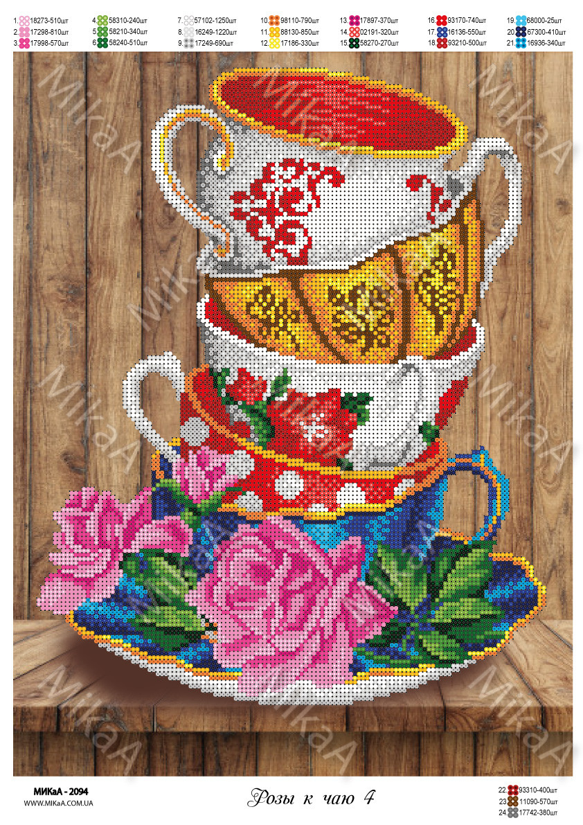 Схема для часткової вишивки бісером - "Троянди до чаю - 4"