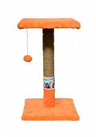 Когтеточка - "Пухнастик" з полицею,(джут) сіра з лапками 30/30/50 см П-5