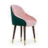 Барний стілець на кухню MeBelle POURVIE 55 х 58 х 85 см в кафе, ресторан, пудовий рожевий + зелений велюр, фото 2