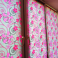 Рулонная штора тканевая с рисунком "Цветы 5236/3" - цена от 0.5 кв.м