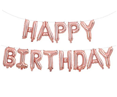 Фольговані букви | гірлянда "HAPPY BIRTHDAY", рожеве золото