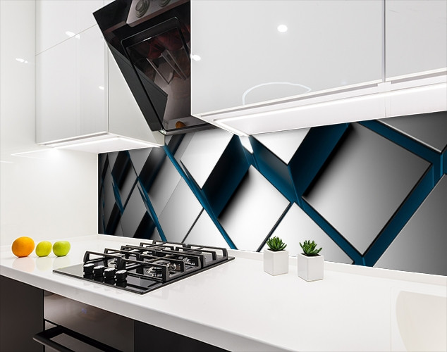 Наклейка на кухонний фартух 60 х 200 см, з фотодруком та захисною ламінацією сталеві куби (БП-s_ab147)