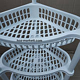 Кутова етажерка біла пластикова для ванни та кухні 5 ярусів, фото 2