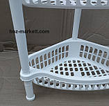 Кутова етажерка біла пластикова для ванни та кухні 5 ярусів, фото 5
