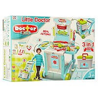 Детский игровой набор Доктора 3в1 Xiong Cheng. Передвижной докторский столик с чемоданом и инструментами