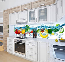 Фото панель універсальна ПЕТ, Самофіксована, 62 х 305 см (товщіна 1.2 мм), фрукти на хвилі, фото 4