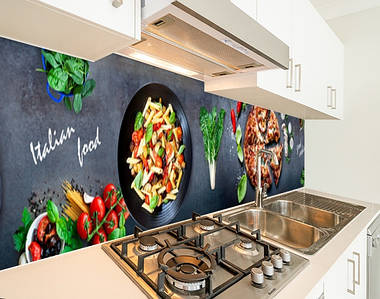 Фото панель універсальна ПЕТ, Самофіксована, 62 х 305 см (товщіна 1.2 мм), піца з макаронами