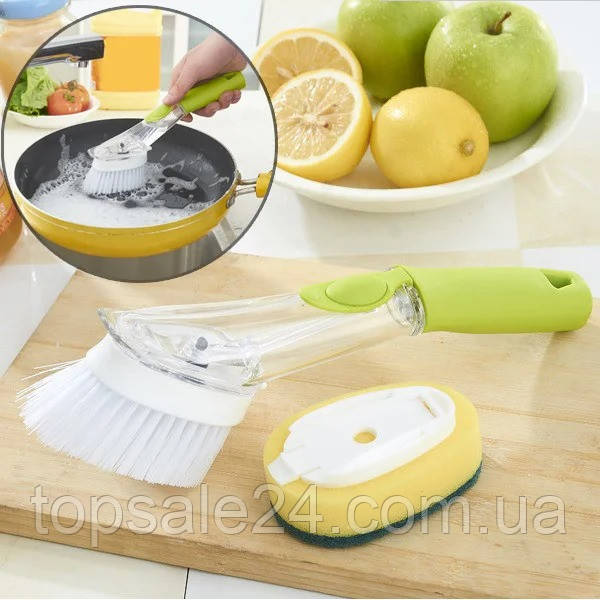 Многофункциональная щетка с дозатором для чистки посуды CLEANER BRUSH,для кухни - фото 2 - id-p1338192961