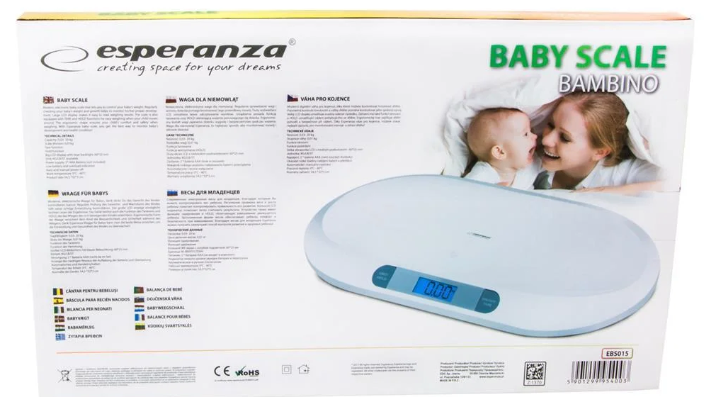 Дитячі електронні ваги для новонароджених Esperanza EBS015 Bambino White