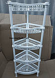 Кутова етажерка біла пластикова для ванни та кухні 5 ярусів, фото 3