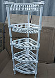Кутова етажерка біла пластикова для ванни та кухні 5 ярусів, фото 6