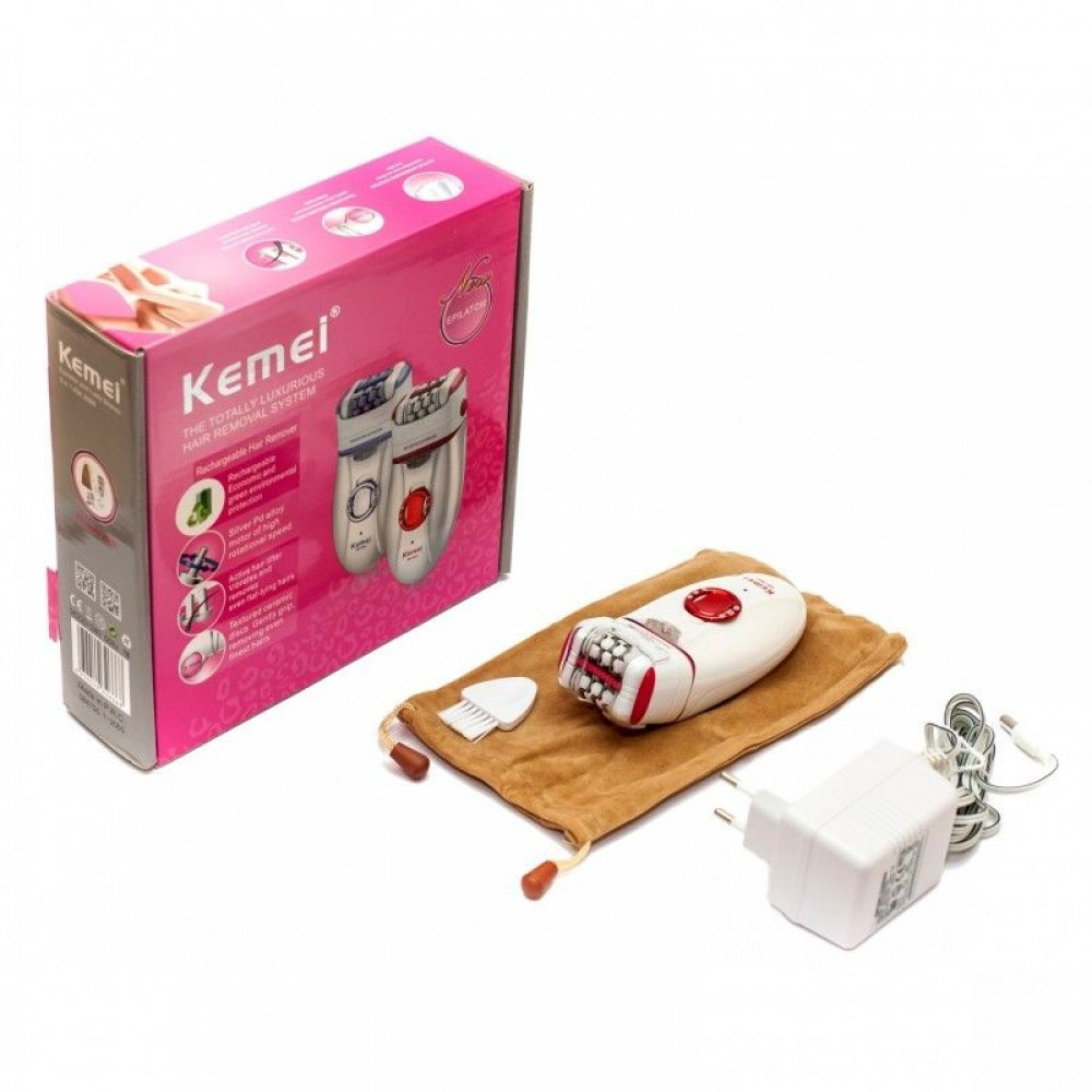 Електричний епілятор Kemei KM-2666, акумулятор, 36 пінцетів, 2 швидкості, масажна насадка (40)