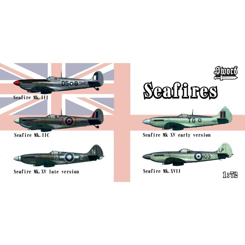 Пластикові моделі 1/72 Sword 72129 Seafires Mk.IIc, Mk.III, Mk.XV early, Mk.XV late, Mk.XVII