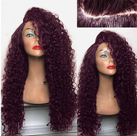 Перука довгий 72 см хвилясте волосся вишневий цвіт