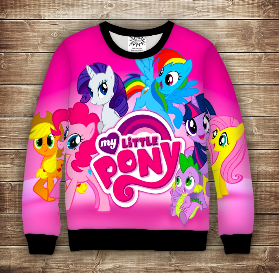 Світшот з 3D принтом Поні. Милі Поні My little pony. Дитячі і дорослі розміри ВСІ Розміри, фото 1