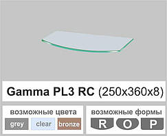 Скляні полиці настінні навісні радіусні Commus PL3 RC (250х360х8мм)