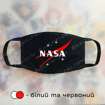 "NASA / НАСА червоний" чорна захисна маска з принтом - білий і червоний