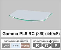 Полка стекло настенная навесная радиусная Commus PL5 RC (360х440х8мм)