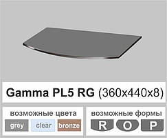 Полиця скляна настінна навісна радіусна Commus PL5 RG (360х440х8мм)