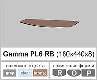 Стеклянные полки настенные навесные радиусные Commus PL6 RB (180х440х8мм)