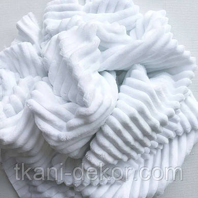 Ткань плюшева Minky Stripes білий (шарпей) (1,20*1,20)(Брак від краю 0,40см.), фото 1