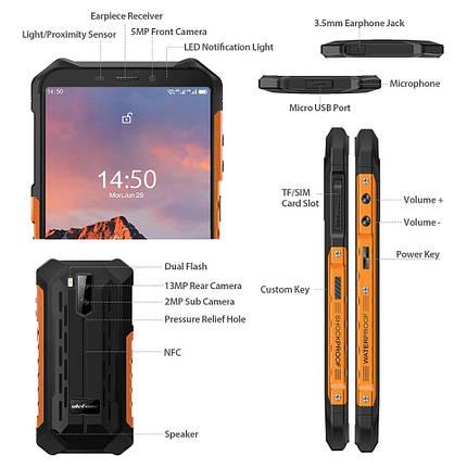 Смартфон Ulefone Armor X5 Pro orange NFC 4/64 GB НОВИНКА В НАЛИЧІ, фото 3