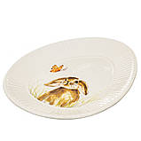 Керамічна тарілка "Казковий кролик і метелик" 21х16,5 см, пасхальний посуд, фото 2