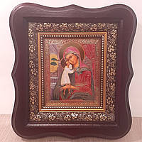 Икона Взыскание погибших Пресвятая Богородица, лик 10х12 см, в темном деревянном киоте