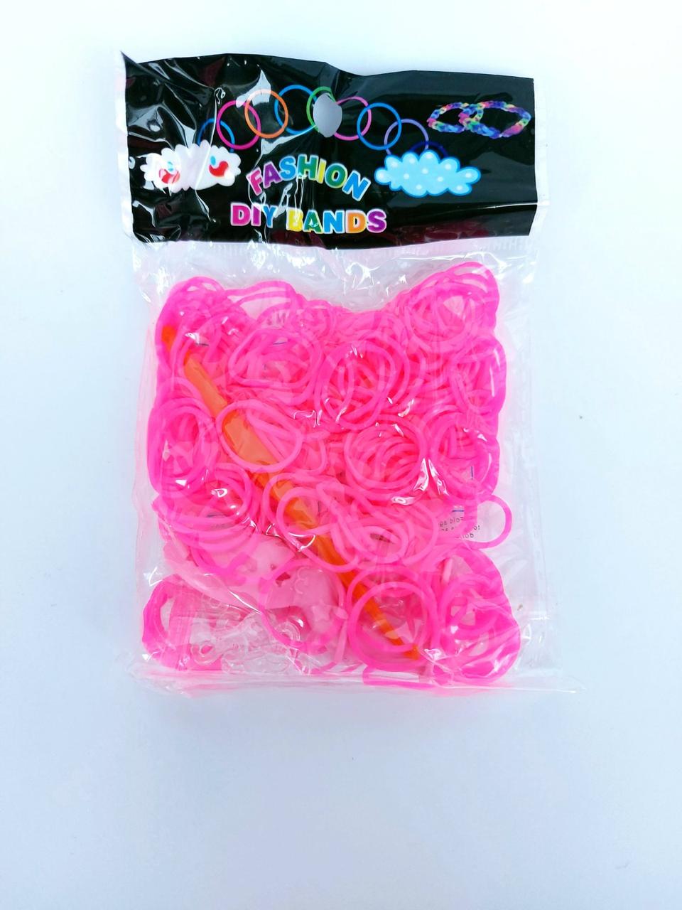 Гумки для плетіння браслетів рожеві 200шт