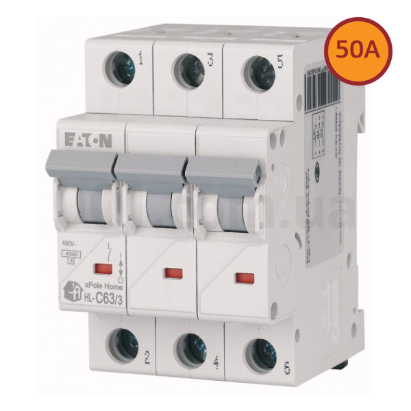 Автоматичний вимикач 3-полюсний HL-C50/3 4,5 кА 50А Eaton Moeller