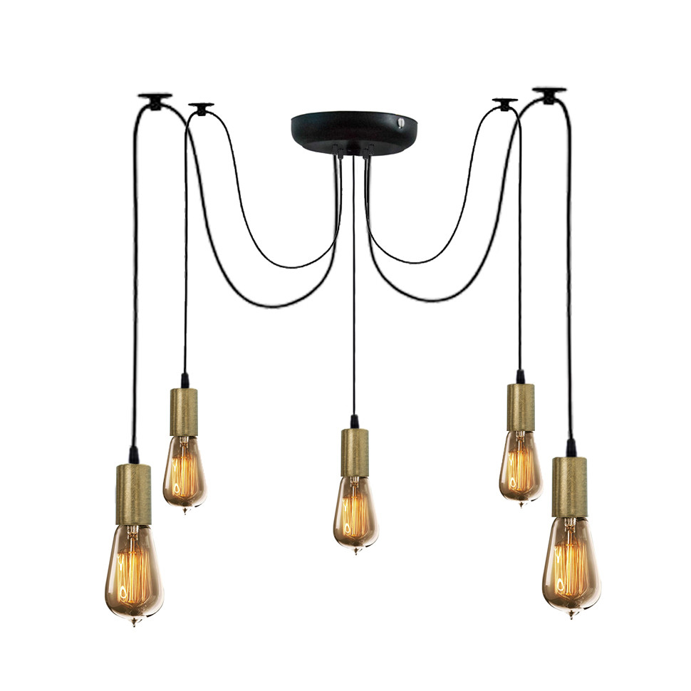 Підвісна люстра павук чорна 5 ламп Е27 Spider NL 149-5 BK+BN, фото 1