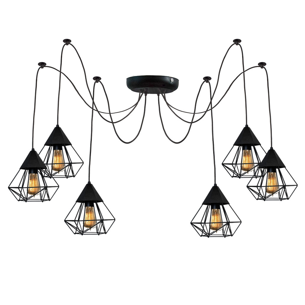 Підвісна люстра павук в стилі лофт чорна на 6 ламп Crystal NL 0535-6, фото 1
