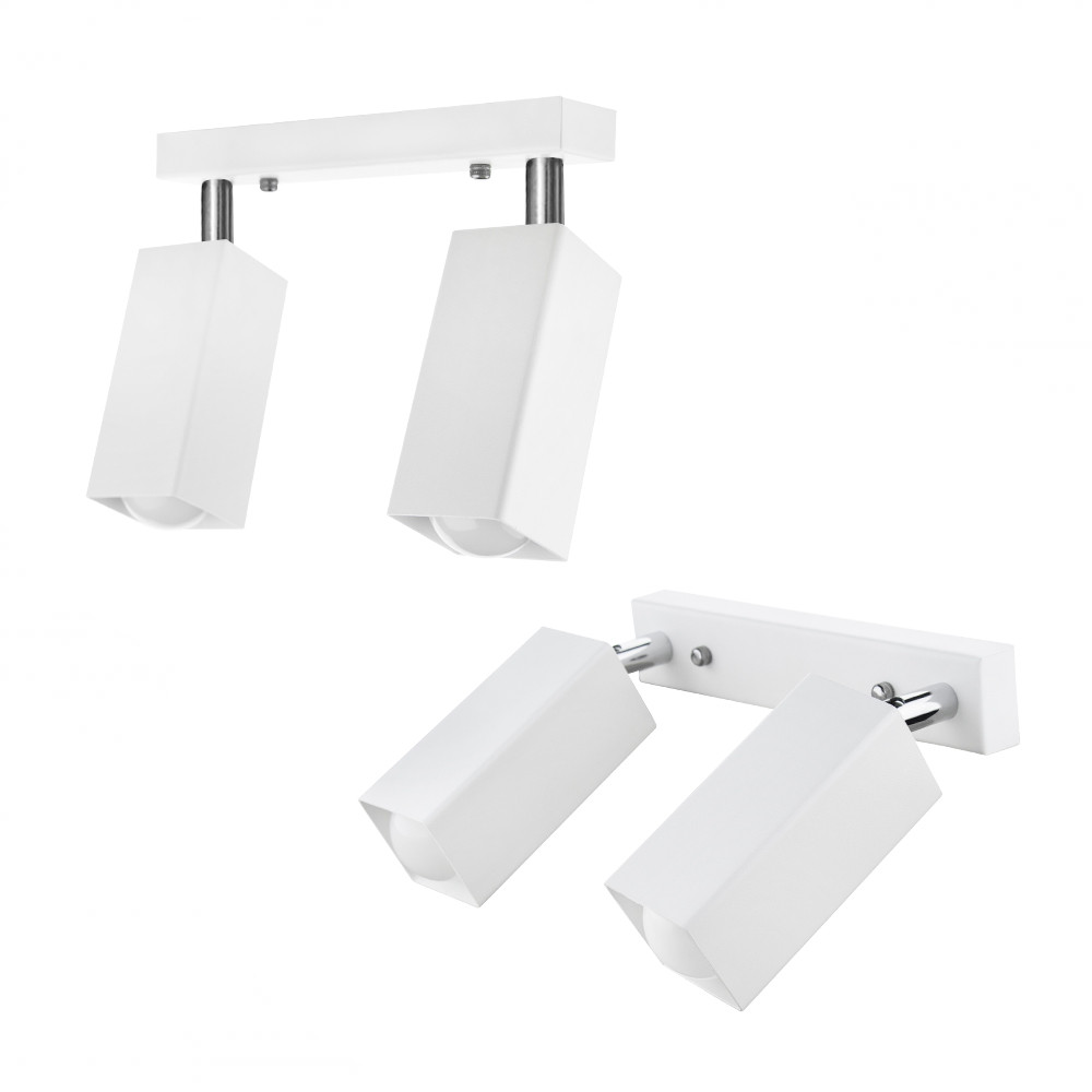 Стельовий поворотний світильник накладний 2 плафона Е27 білий Crocus SQ 1105-2, фото 1