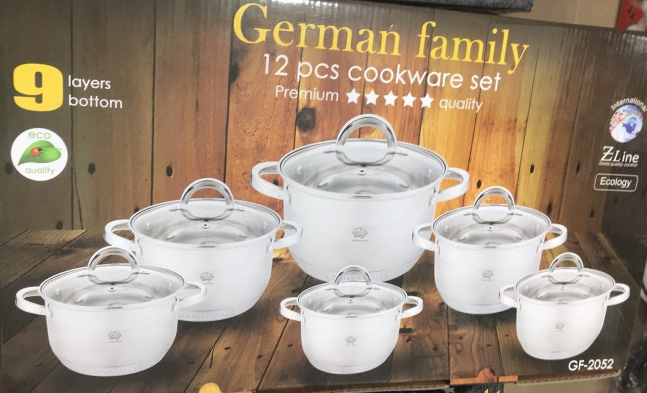 Набір посуду для кухні German Family (12 предметів) силіконові ручки