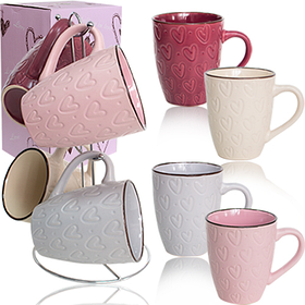 Набір 4 чашки на стійці Heart 350мл 021-04-09