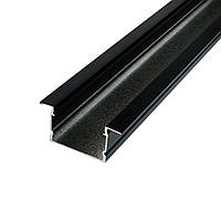 Профиль алюминиевый врезной черный ЛПВ20АВ 20х30 Biom (комплект профиль+линза), 2м