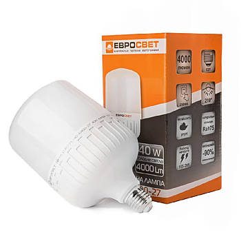 Лампа світлодіодна високопотужна ЄВРОСВЕТ 40 Вт 6400 К EVRO-PL-40-6400-27 Е27