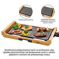 Електричний стіл-гриль Clatronic TG 3697 на бамбуковому підносі Бренди Європи, фото 4