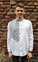 Стильная мужская вышитая рубашка на пуговицах в современном стиле "Руслан"