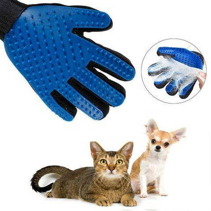 Рукавичка для вичісування шерсті True Touch Blue, фото 3