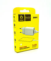 Адаптер питания / Сетевое ЗУ DENMEN DC01T + кабель Type C (5V/2.1A/1USB) White