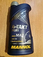 Масло 4T, 1л SAE 10W-40, полусинтетика для мототехники 4-Takt Plus API SL (фирма MANNOL)
