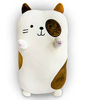 Мягкая игрушка-подушка в форме кота белый, 40х20х14 см, плюшевый кот для сна | м'яка іграшка кіт (NS)