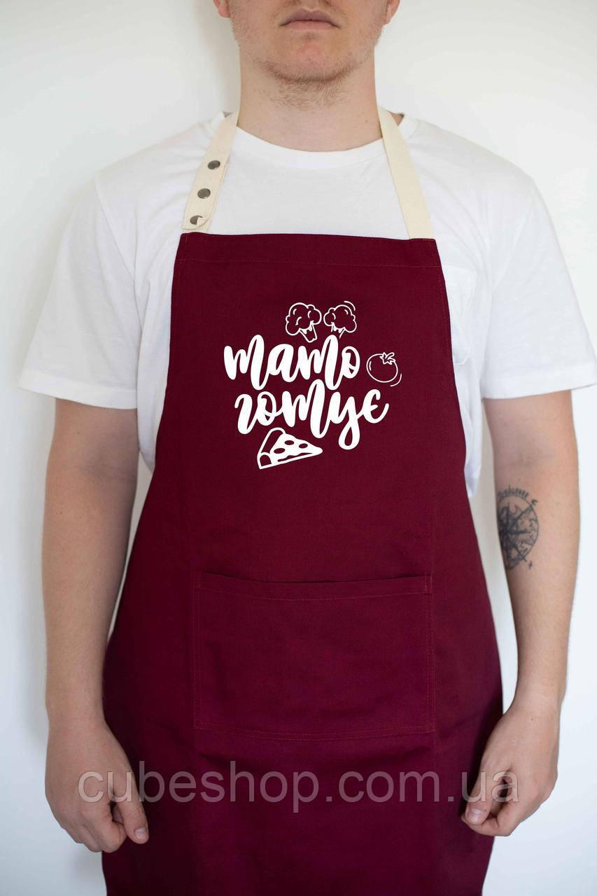 Фартух чоловічий "Тато готує" бордовий, фото 1