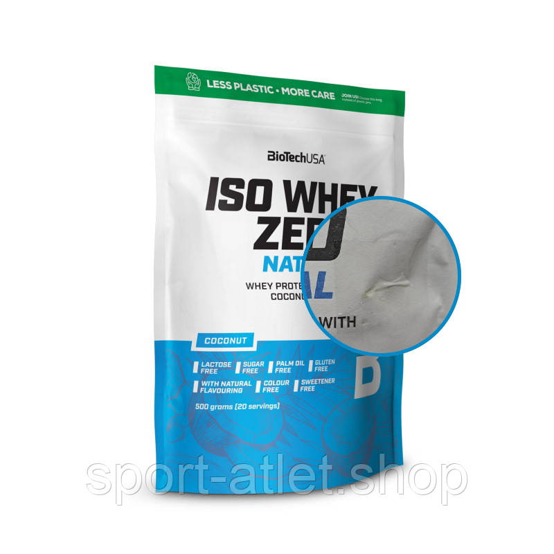 Протеїн BioTech Iso Whey Zero Natural, 500 грамів Кокос ПОВЕРЖЕННИЙ